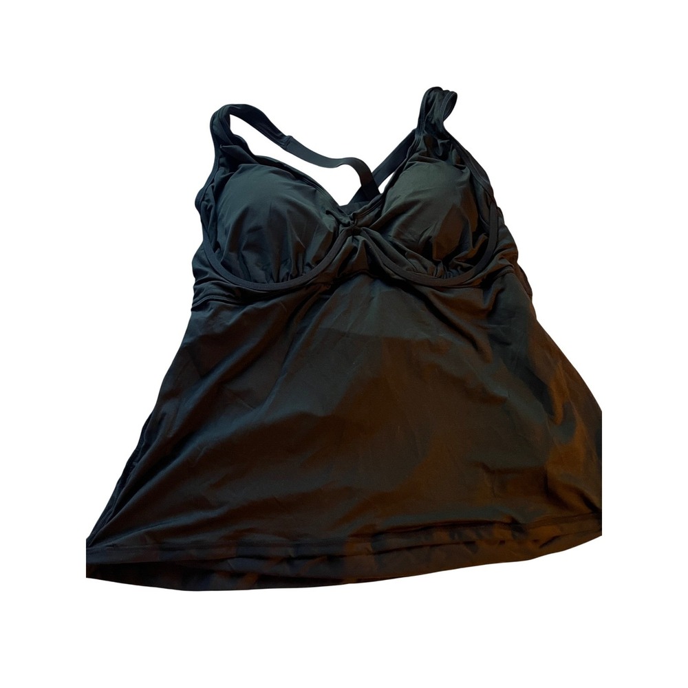 Firpearl Tankini Swimsuit Top‎ Black Padded Cross Back Plus Size 22 NEW